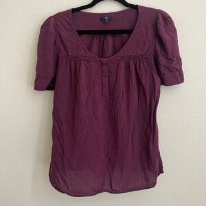 gap burgundy short sleeve blouse